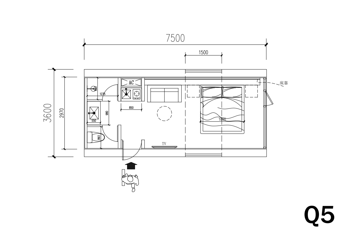 Capsule Tiny House Mini Q5 Floor Plan