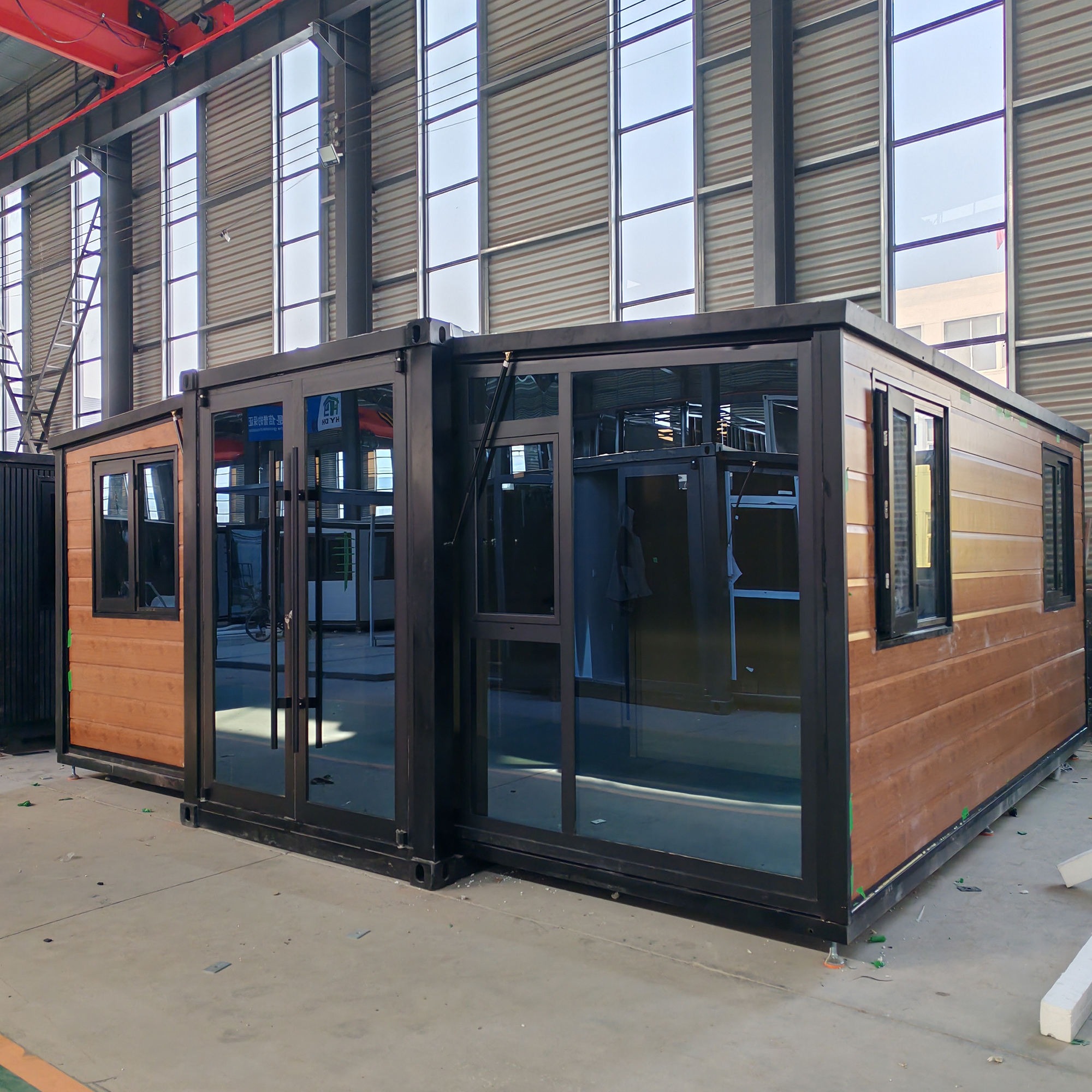 20'/40' 피트 확장형 단열 조립식 컨테이너 하우스 3 오크 우드 컬러 20' 컨테이너 확장 하우스